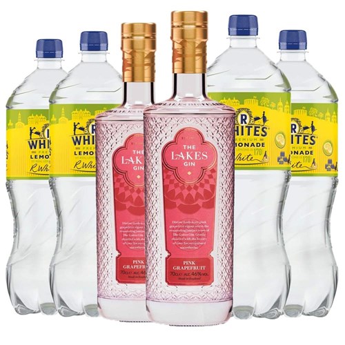 Case of 6 with The Lakes Pink Grapefruit Gin 70cl and R. White’s Lemonade | Spirit & Mixer Set